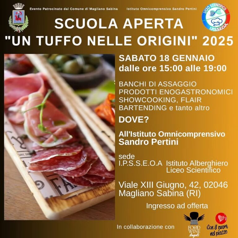 A Magliano Sabina l’evento enogastronomico “Scuola Aperta”