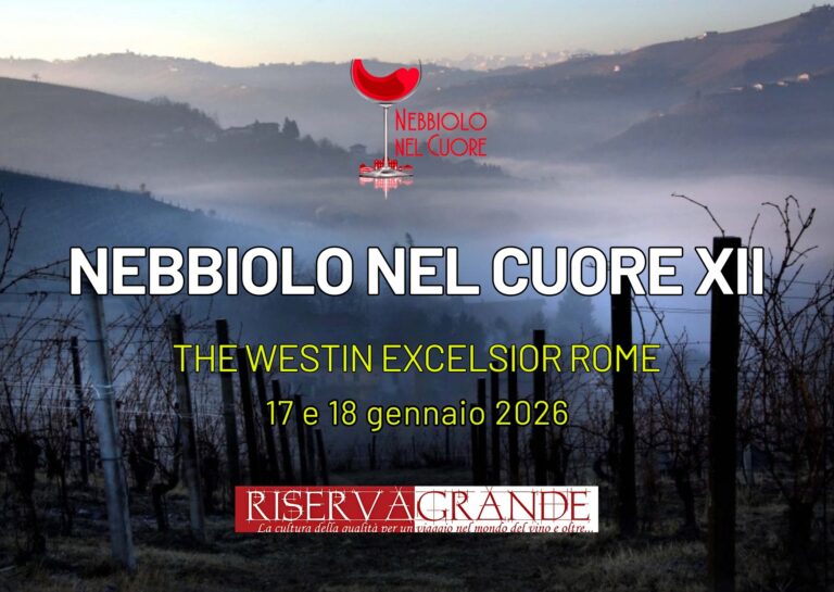 Locandina dell'evento Nebbiolo nel Cuore 2026 in programma il 17 e 18 gennaio 2026 al The Westin Excelsior Rome Hotel