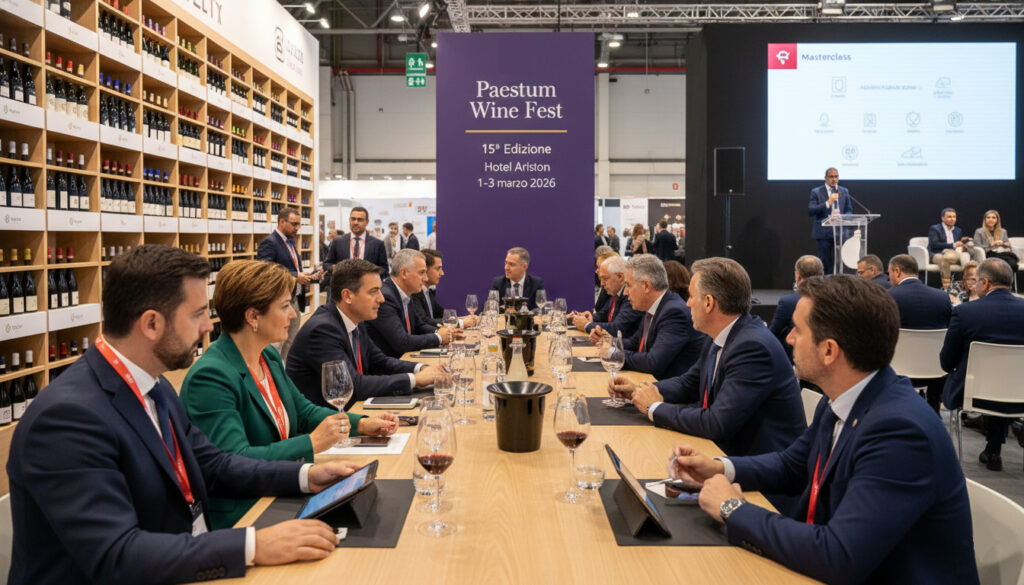 Eventi Vino 2026. Il mese di marzo si apre con il Paestum Wine Fest. Un immagine che sintetizza la mission dell'evento