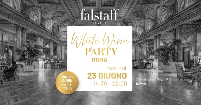 Locandina Falstaff White Wine Party Roma 23 giugno 2026 Grand Hotel Plaza